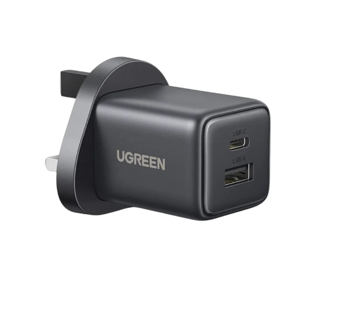 UGREEN 30W 2-Port GaN Fast Charger (UK Plug, Space Gray) – X516 65036