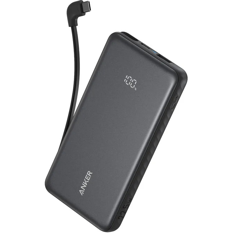 Anker Zolo Power Bank (10,000 mAh, 22.5W, Built-in USB-C Cable) – A110DH11 – Black