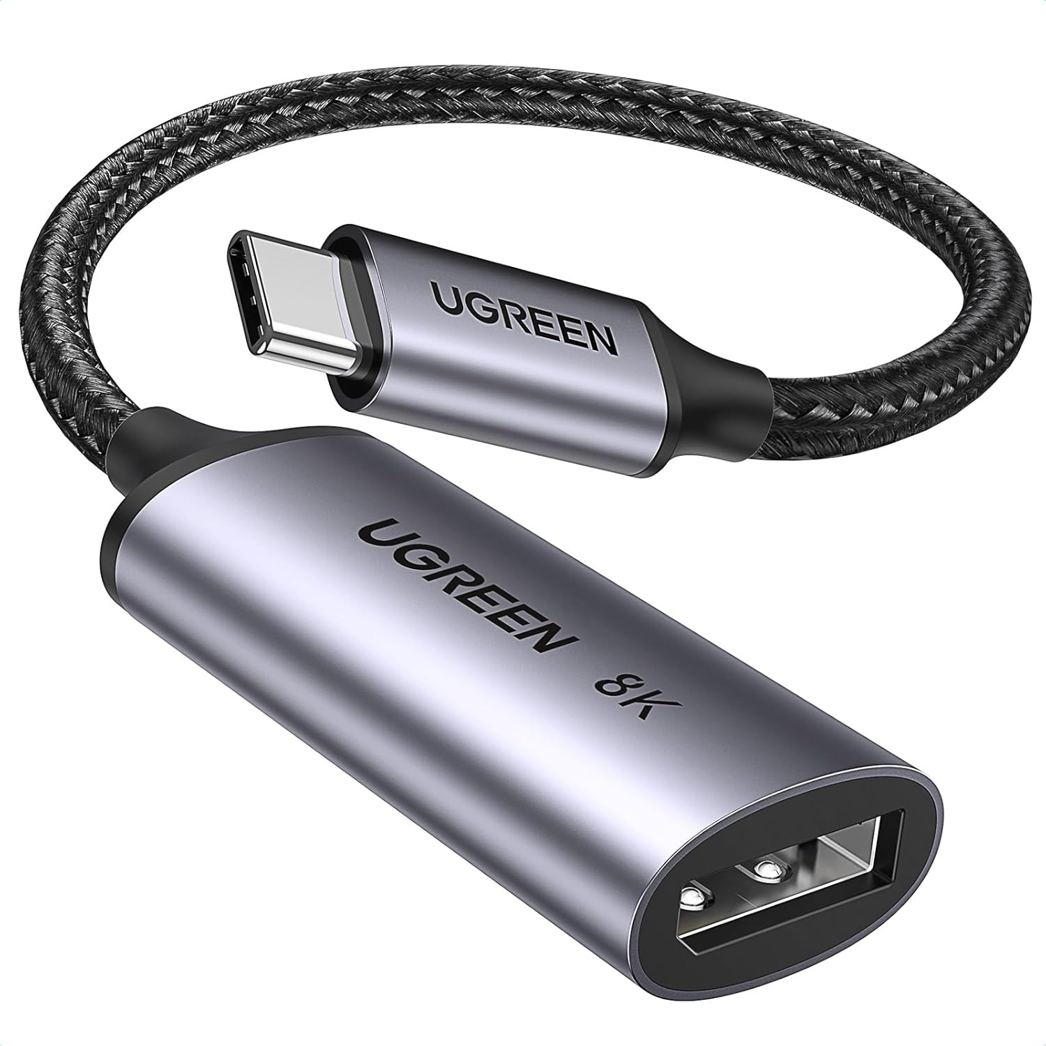 UGREEN CM654 15575 8K@60Hz USB C to DisplayPort 1.4 Adapter Supporting 4K@240Hz Thunderbolt 4/3 to Display Port Converter-Braided