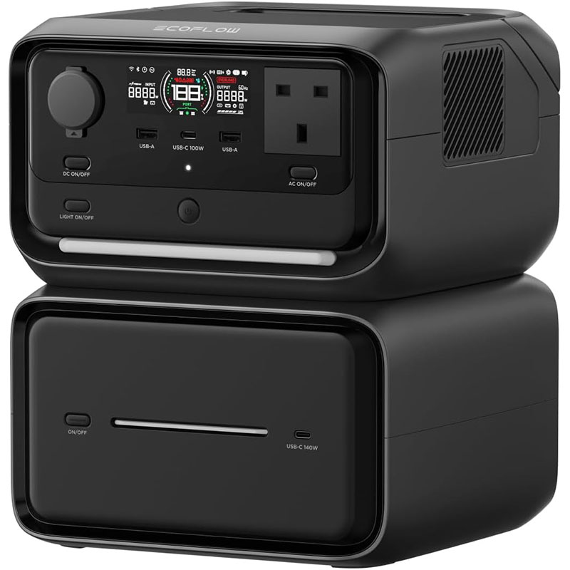 EcoFlow RIVER 3 Max Plus – Portable Power Station (858Wh, 600W – River 3 plus + Extra Battery EB600)