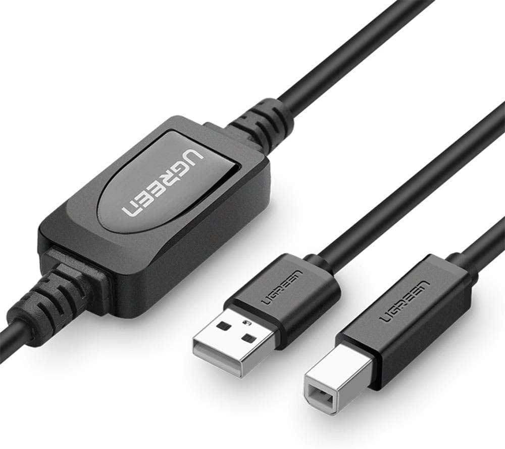 UGREEN USB 2.0 A Male to B Male Active Printer Cable 15m (Black) 10362