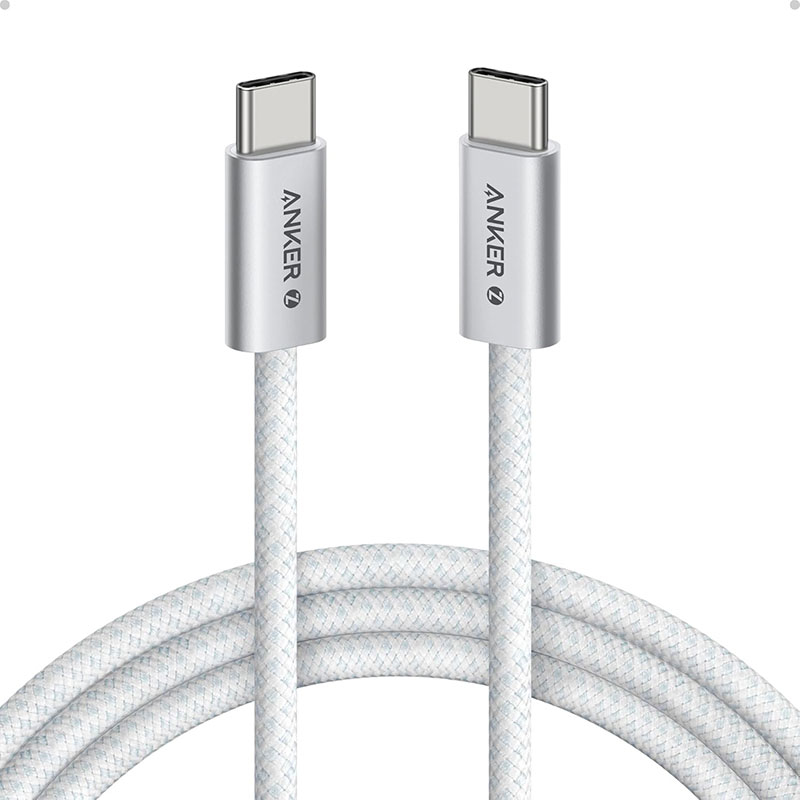 Anker Zolo USB-C to USB-C Cable (6ft, 240W, Braided, Dirt Resistant) – A8060H22 – White