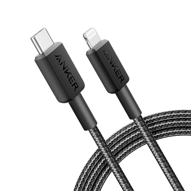 Anker 322 USB-C to Lightning Cable (6ft) Nylon Braided – A81B6H11 – Black