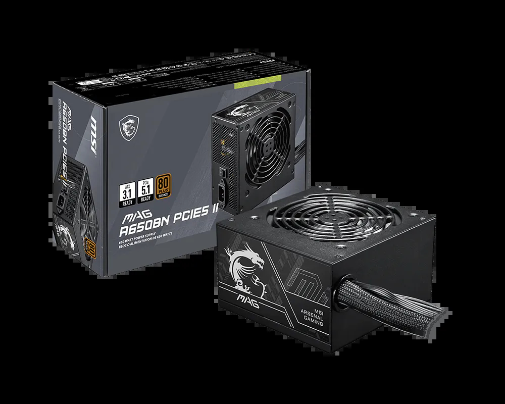 MSI MAG A650BN PCIE5 II 650W Desktop Power Supply