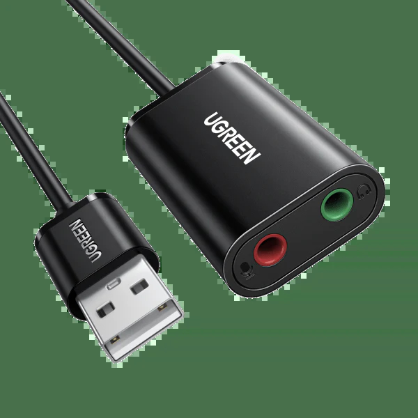UGREEN USB 2.0 External Stereo Sound Card Adapter 3.5mm Headphone Microphone Jack Windows Mac Linux PC Laptop PS4 US205 30724