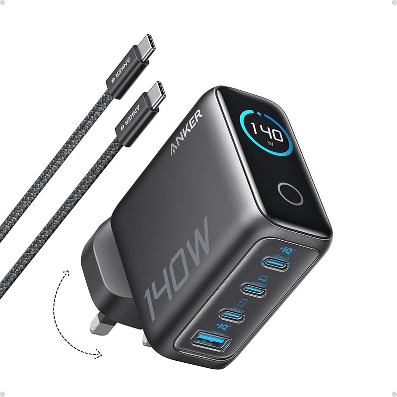 Anker Laptop and Multi-Device Charger (140W, 4-Port, PD 3.1, UK PLUG) – B2697KZ1 – Black