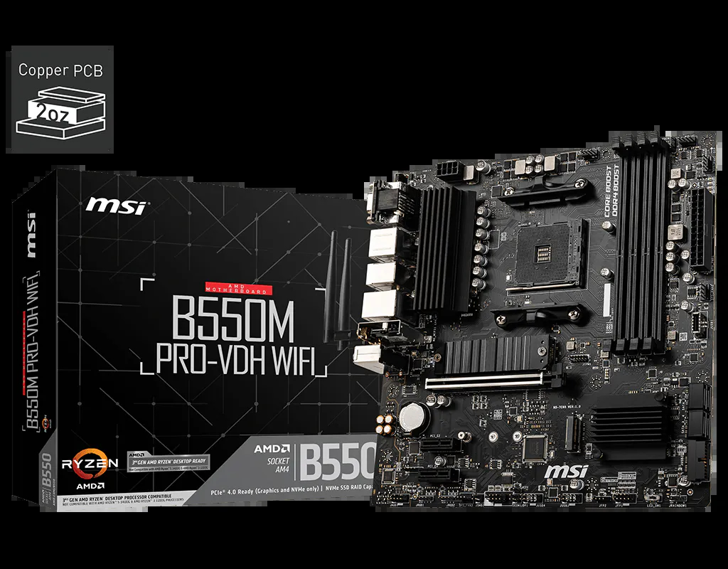 MSI B550M PRO-VDH WIFI Gaming Desktop Motherboard
