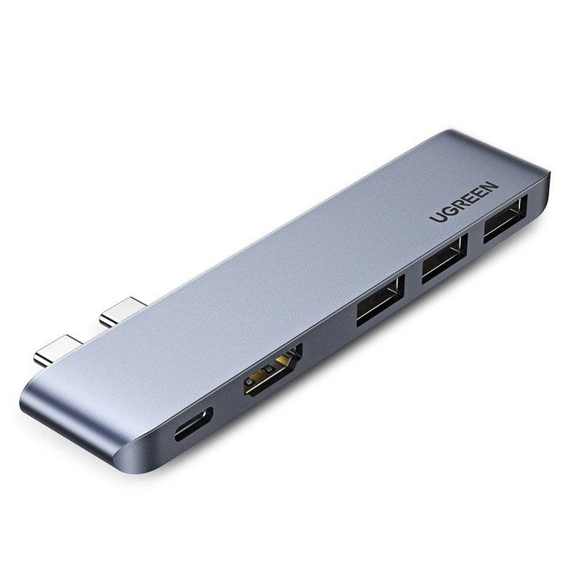 UGREEN multifunctional 5 IN 1 Dual USB-C HUB to USB Type C PD, HDMI 4K @ 30 Hz , 3x USB 3.0 for MacBook Pro CM251 60559